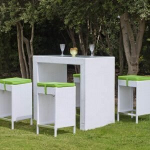 Baar stool outdoor furniture bunai PVC Ratan wikar frame iron