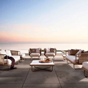 Outdoor sofa set rope bunai frame iron cushion waterproof