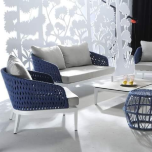 Outdoor sofa set bunai rope Frame iron cushion waterproof+ glass