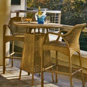 Baar stool outdoor furniture bunai PVC Ratan wikar frame iron